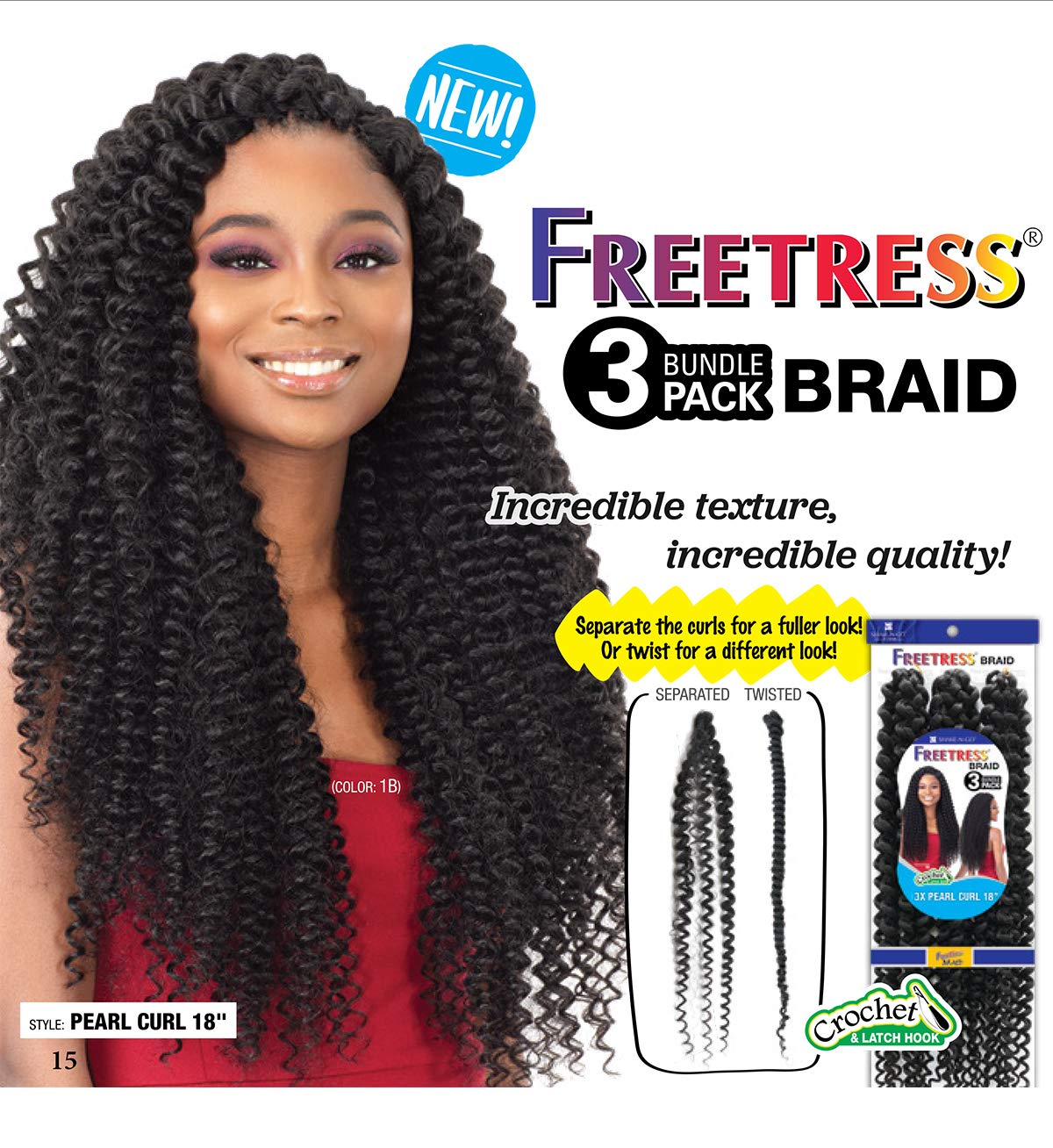 Amazon.com : Freetress Synthetic Braid - 3X PEARL CURL 18 (2 Dark